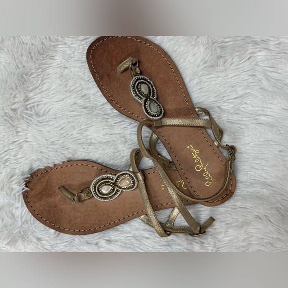 Lilly Pulitzer Shoes - Lilly Pulitzer Gold Sandals with Beaded Accents